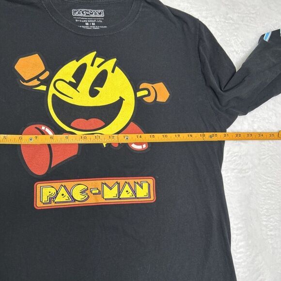 Pac-Man Black Graphic Print Long Sleeve T-shirt Medium - Picture 7 of 8